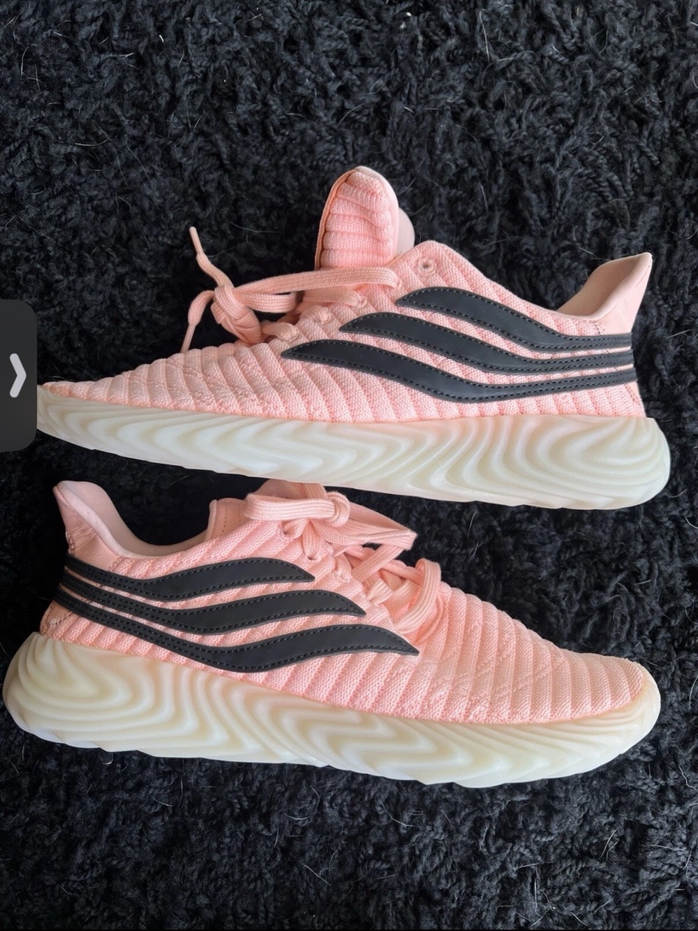 adidas Pink Running Sneakers with Black Wave Stripes- New without box